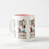 ヴィンテージアンティークレトロキッチンストーブコーヒーポット ツートーンマグカップ (正面左)