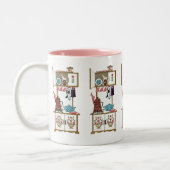 ヴィンテージアンティークレトロキッチンストーブコーヒーポット ツートーンマグカップ (左)