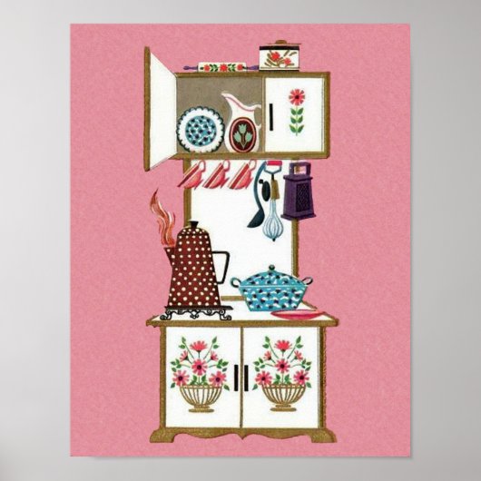 ヴィンテージアンティークレトロキッチンストーブコーヒーポット ポスター (正面)