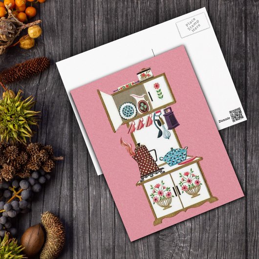 ヴィンテージアンティークレトロキッチンストーブコーヒーポット ポストカード