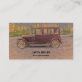 ヴィンテージアンティークレトロブラウンクラシックカースケッチ 名刺 (正面)