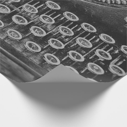 ヴィンテージアンティークレトロ白黒タイプライター ラッピングペーパー (角)