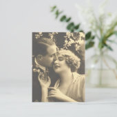 ヴィンテージアンティークロマンチックなカップルのカード、ギフト ポストカード (スタンド正面)