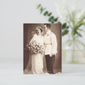 ヴィンテージアンティークロマンチックな新郎新婦の写真 ポストカード (スタンド正面)