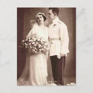 ヴィンテージアンティークロマンチックな新郎新婦の写真 ポストカード