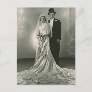 ヴィンテージアンティークロマンチックな新郎新婦の写真 ポストカード