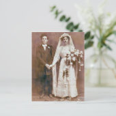 ヴィンテージアンティークロマンチックな新郎新婦の写真 ポストカード (スタンド正面)