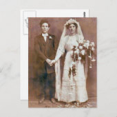 ヴィンテージアンティークロマンチックな新郎新婦の写真 ポストカード (正面/裏面)