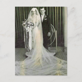ヴィンテージアンティークロマンチックな新郎新婦の写真 ポストカード