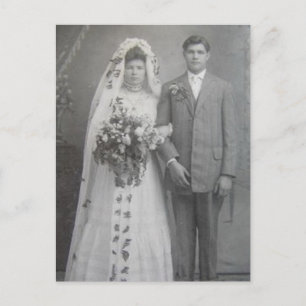 ヴィンテージアンティークロマンチックな新郎新婦の写真 ポストカード