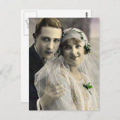 ヴィンテージアンティークロマンチックな新郎新婦の写真 ポストカード (正面/裏面)