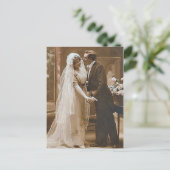 ヴィンテージアンティークロマンチックな新郎新婦の写真 ポストカード (スタンド正面)