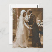 ヴィンテージアンティークロマンチックな新郎新婦の写真 ポストカード (正面/裏面)