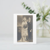 ヴィンテージアンティークロマンチックな新郎新婦の写真 ポストカード (スタンド正面)