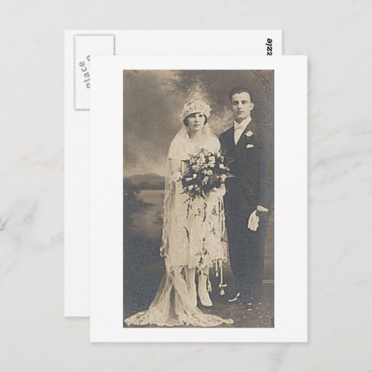 ヴィンテージアンティークロマンチックな新郎新婦の写真 ポストカード (正面/裏面)