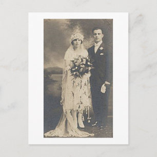 ヴィンテージアンティークロマンチックな新郎新婦の写真 ポストカード