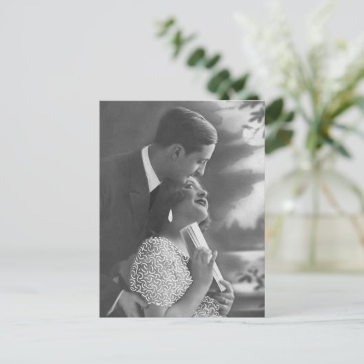 ヴィンテージアンティークロマンチックカップルのカードとギフト ポストカード (スタンド正面)