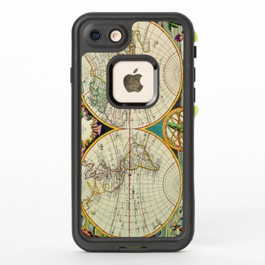 ヴィンテージアンティークワールドサーカ1755の地図 LifeProof iPhoneケース (裏面)
