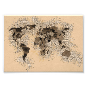 ヴィンテージアンティーク世界地図トラベルアート フォトプリント