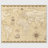 ヴィンテージアンティーク世界地図 ラッピングペーパー (フラット)