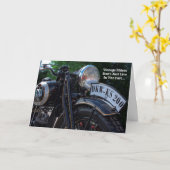 ヴィンテージアンティーク二輪車ライダーグリーティングカード カード (黄色い花)