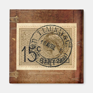 ヴィンテージアンティーク切手プリント磁石 マグネット