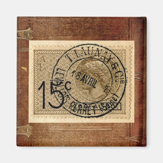 ヴィンテージアンティーク切手プリント磁石 マグネット (正面)