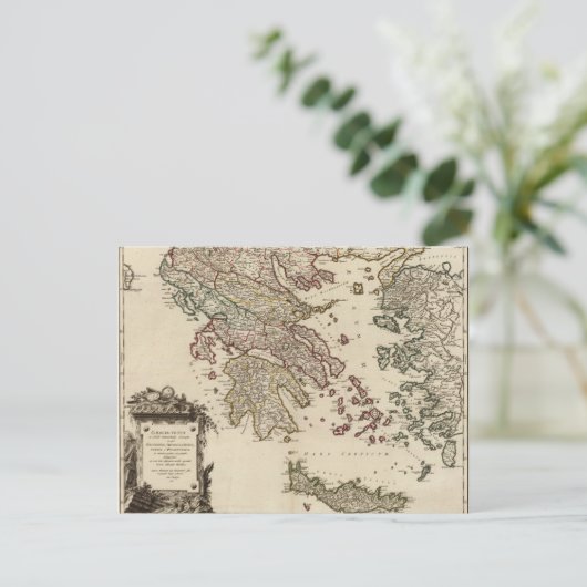 ヴィンテージアンティーク古代ギリシャの地図 ポストカード (スタンド正面)