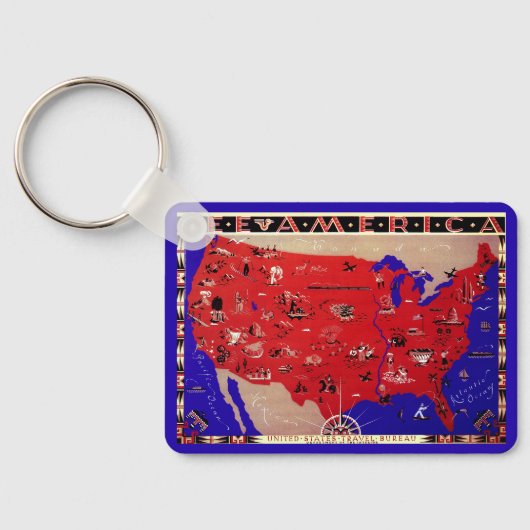 ヴィンテージアンティーク地図アメリカ合衆国 キーホルダー (裏面)