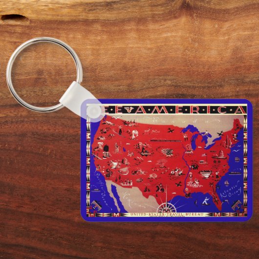 ヴィンテージアンティーク地図アメリカ合衆国 キーホルダー (裏面)