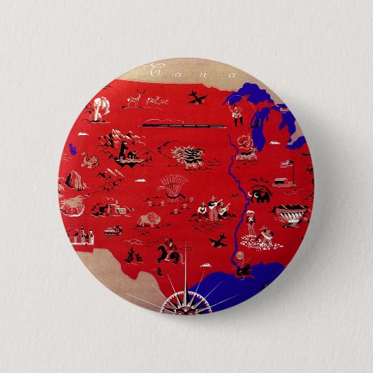 ヴィンテージアンティーク地図アメリカ合衆国 缶バッジ (正面)