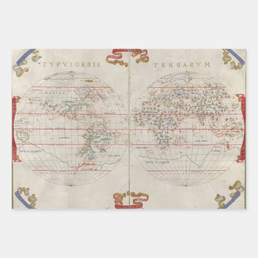 ヴィンテージアンティーク地図ワールドアフリカシチリア ラッピングペーパーシート (正面)