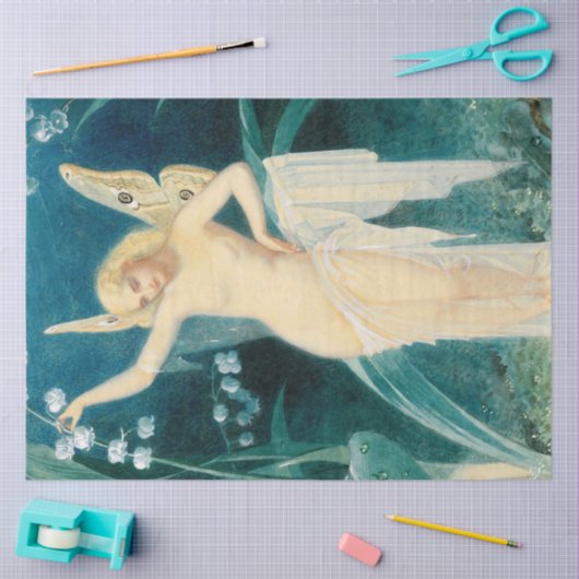 ヴィンテージアンティーク妖精の妖精妖精デコページ 薄葉紙 (クラフト)