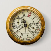 ヴィンテージアンティーク工業用スチームパンクウォッチ 缶バッジ (正面)