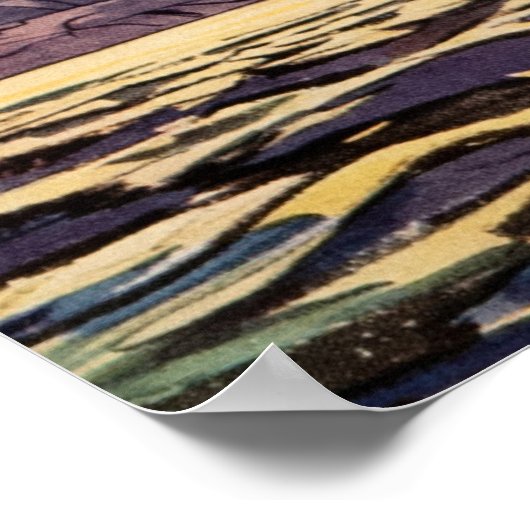 ヴィンテージアンティーク帆船モーターボート海波 ポスター (角)