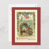 ヴィンテージアンティーク愛国感謝祭はがき シーズンポストカード (正面/裏面)