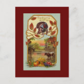 ヴィンテージアンティーク感謝挨拶はがき シーズンポストカード (正面)