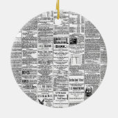 ヴィンテージアンティーク新聞モノグラム セラミックオーナメント (裏面)
