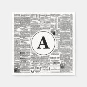 ヴィンテージアンティーク新聞単文字 スタンダードカクテルナプキン (正面)