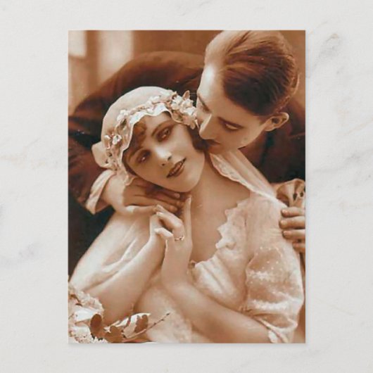 ヴィンテージアンティーク新郎新婦ロマンチックギフト ポストカード (正面)