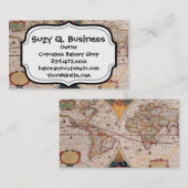 ヴィンテージアンティーク旧世界地図デザインフェードプリント 名刺 (正面/裏面)