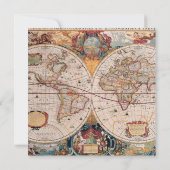 ヴィンテージアンティーク旧世界地図デザインフェードプリント 招待状 (裏面)