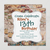 ヴィンテージアンティーク旧世界地図デザインフェードプリント 招待状 (正面/裏面)