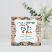 ヴィンテージアンティーク旧世界地図デザインフェードプリント 招待状 (スタンド正面)