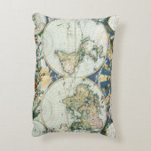 ヴィンテージアンティーク旧世界地図バイピエーター・ゴス, 1666 アクセントクッション (裏面(縦))