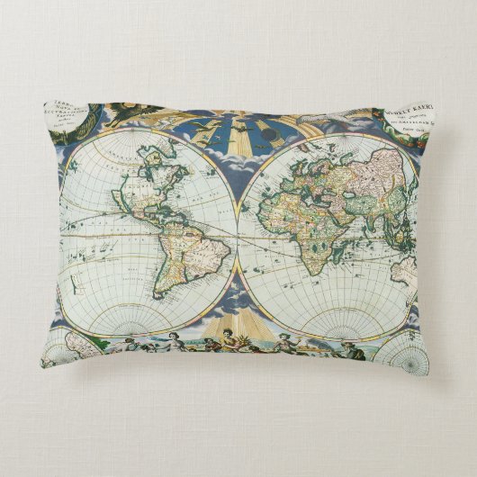 ヴィンテージアンティーク旧世界地図バイピエーター・ゴス, 1666 アクセントクッション (裏面)