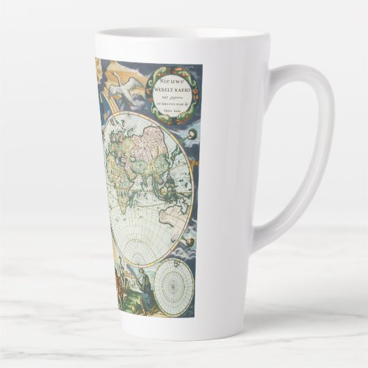ヴィンテージアンティーク旧世界地図バイピエーター・ゴス, 1666 カフェラテマグ (右)