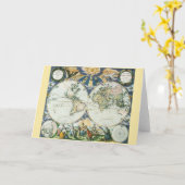 ヴィンテージアンティーク旧世界地図バイピエーター・ゴス， 1666 カード (黄色い花)