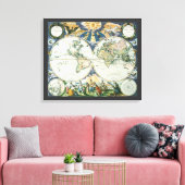 ヴィンテージアンティーク旧世界地図バイピエーター・ゴス, 1666 キャンバスプリント (インサイチュ (リビング))