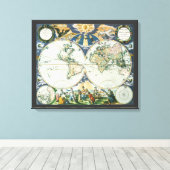 ヴィンテージアンティーク旧世界地図バイピエーター・ゴス， 1666 キャンバスプリント (インサイチュ (ウッドフロア))